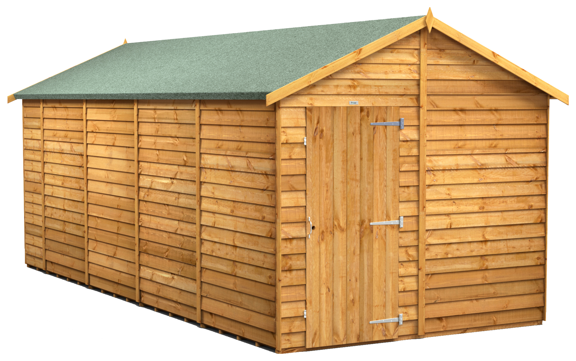 Powersheds Apex Overlap Dip Treated Windowless Shed - 18 x 8ft