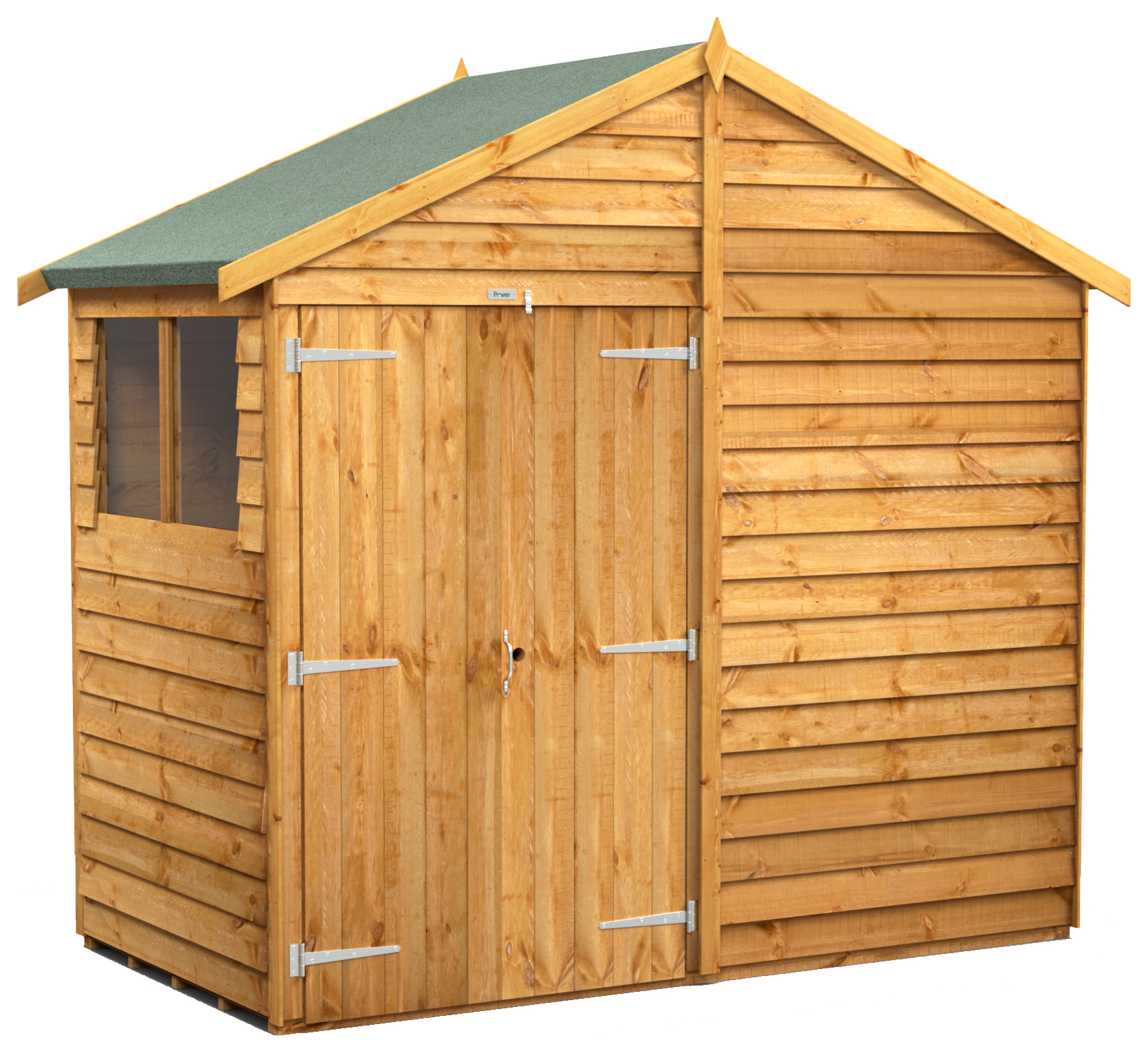 Power Sheds Double Door Apex Overlap Dip Treated Shed - 4 x 8ft