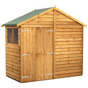 Power Sheds Double Door Apex Overlap Dip Treated Shed - 4 x 8ft