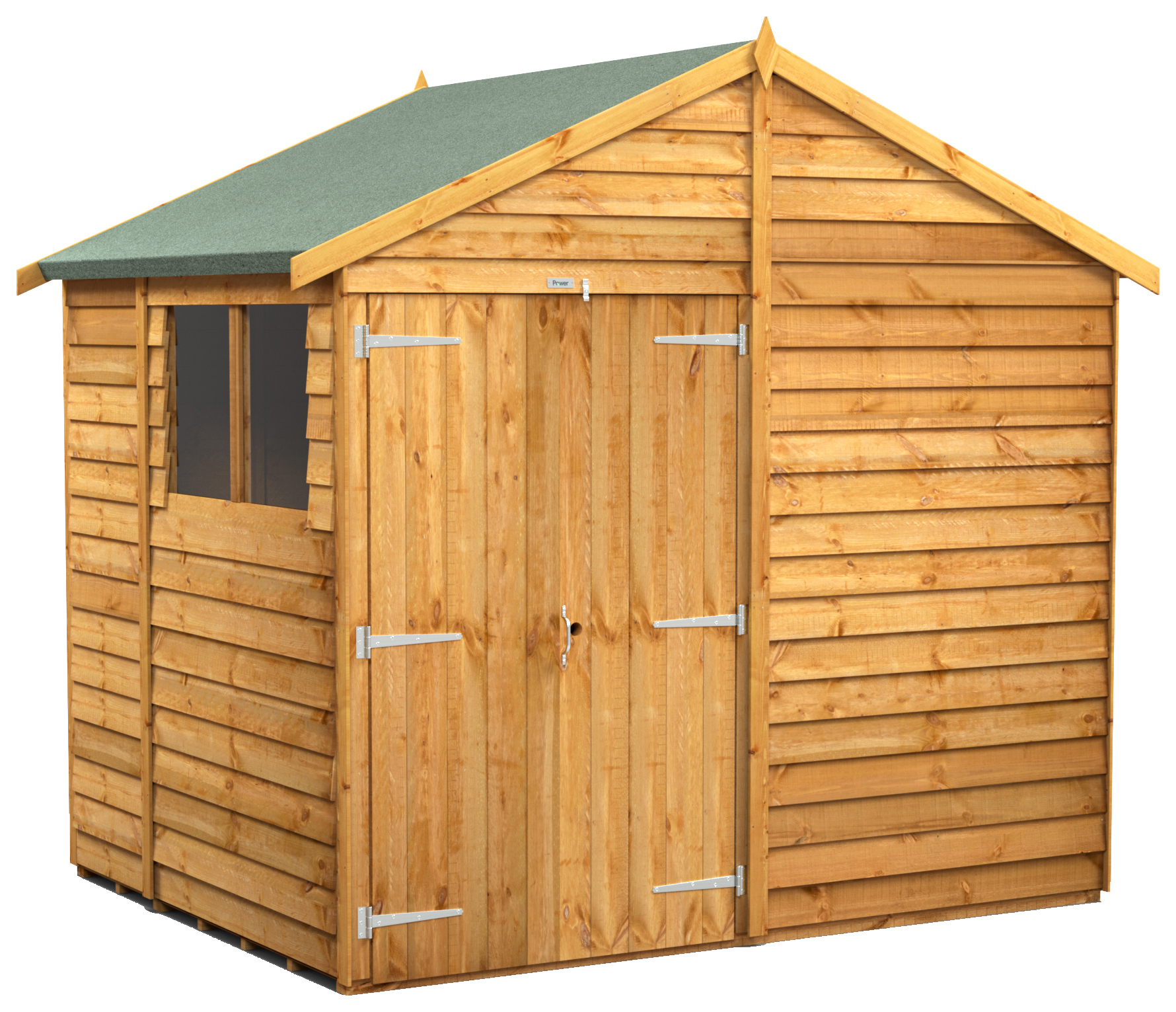 Powersheds Double Door Apex Overlap Dip Treated Shed - 6 x 8ft