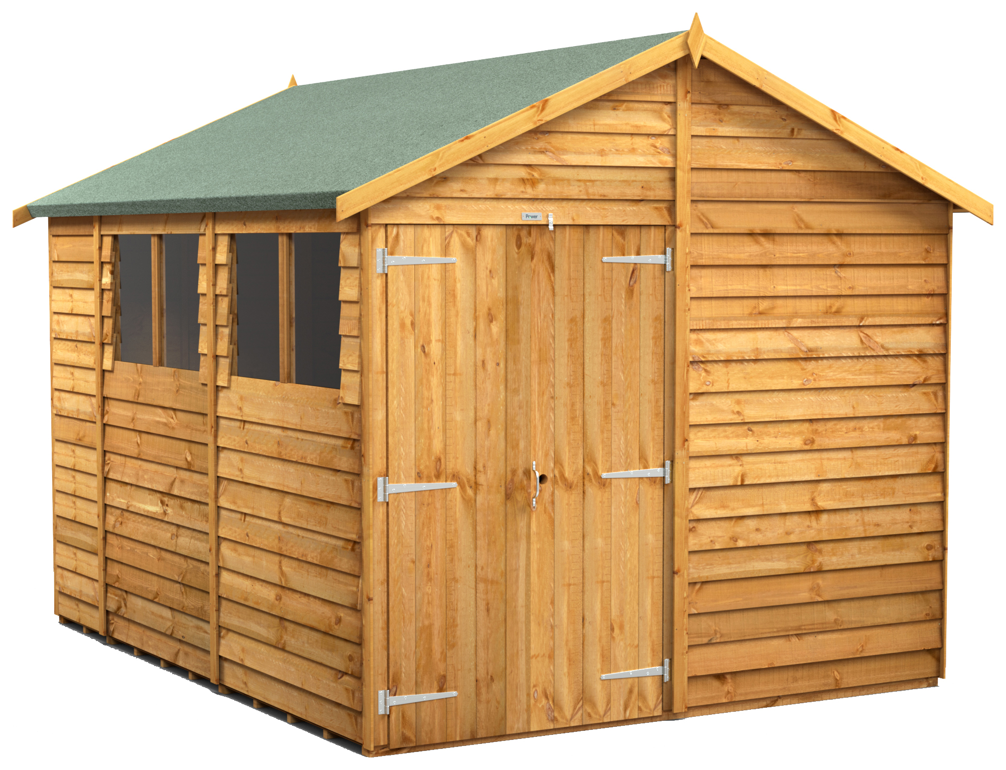 Powersheds Double Door Apex Overlap Dip Treated Shed - 10 x 8ft