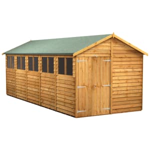 Power Sheds Double Door Apex Overlap Dip Treated Shed - 20 x 8ft