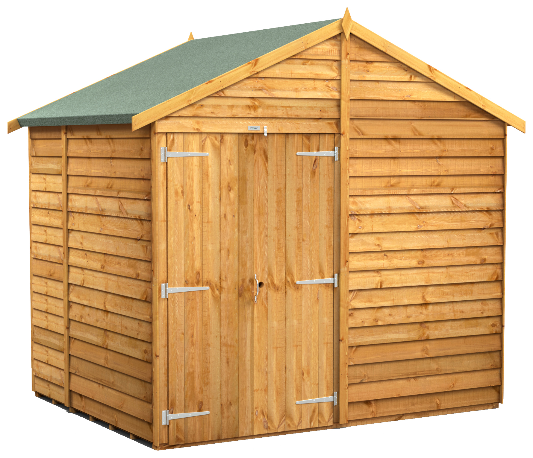 Power Sheds Double Door Apex Overlap Dip Treated Windowless Shed - 6 x 8ft