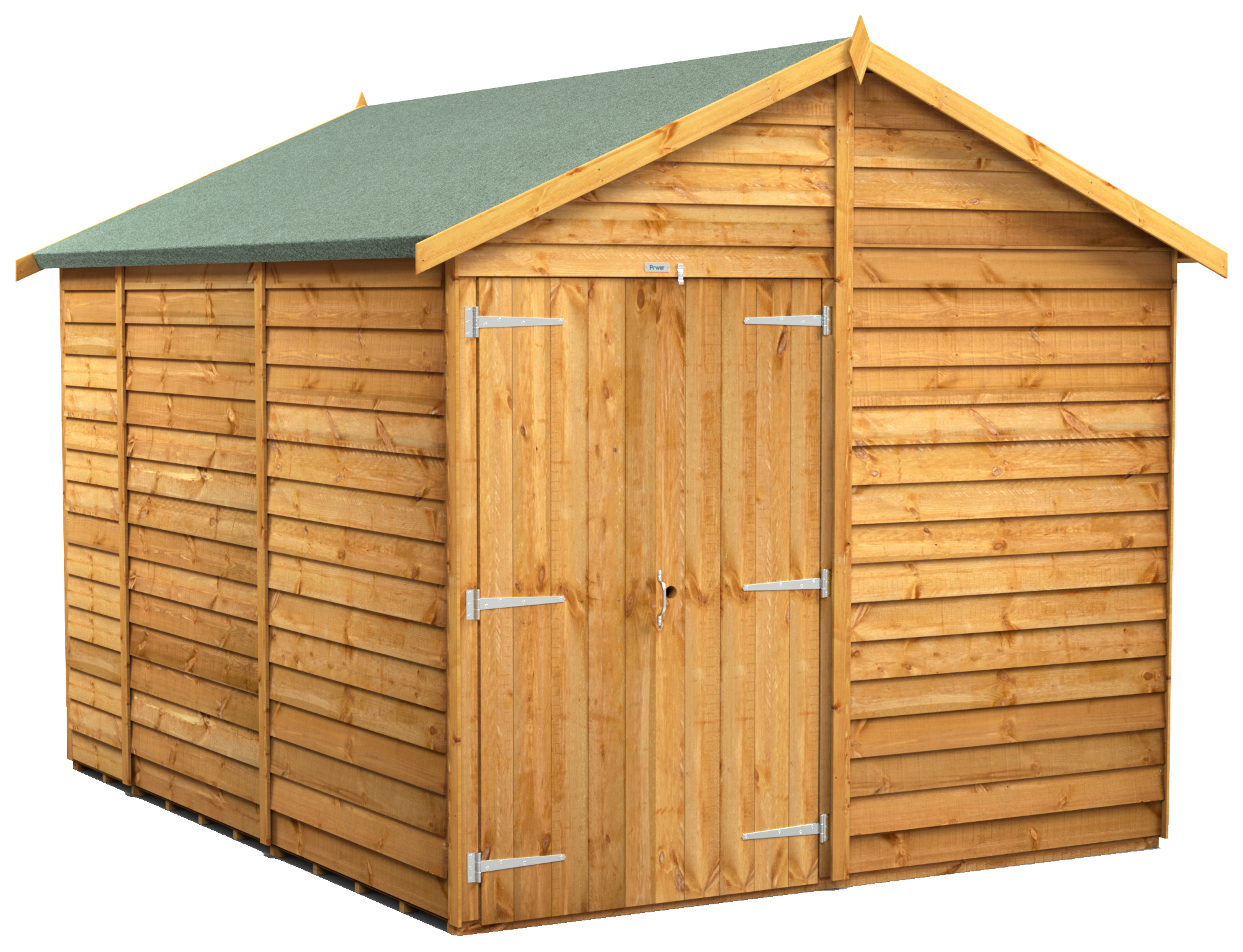 Power Sheds Double Door Apex Overlap Dip Treated Windowless Shed - 10 x 8ft