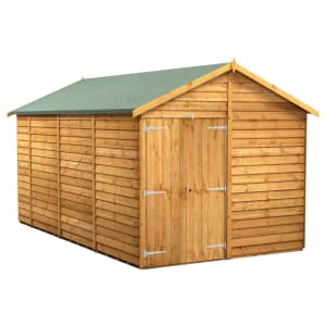 Power Sheds 14 x 8ft Double Door Apex Overlap Dip Treated Windowless Shed