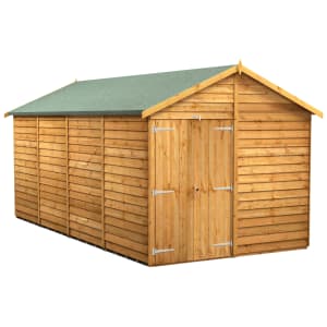 Power Sheds Double Door Apex Overlap Dip Treated Windowless Shed - 16 x 8ft