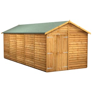 Power Sheds 20 x 8ft Double Door Apex Overlap Dip Treated Windowless Shed