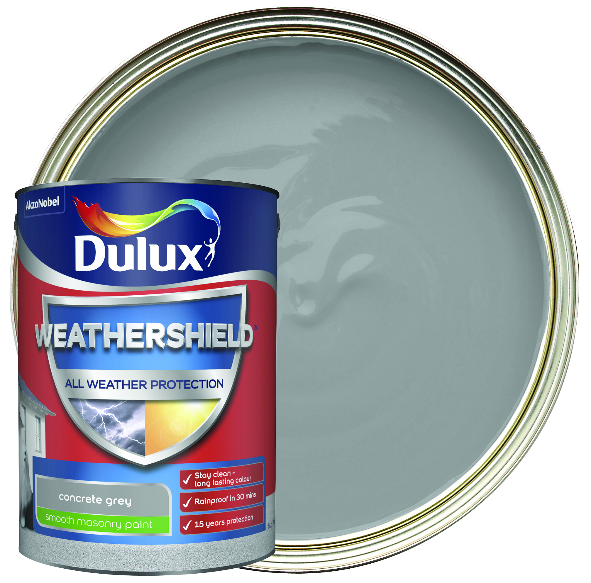 Dulux Weathershield All Weather Purpose Smooth Paint - Concrete Grey - 5L