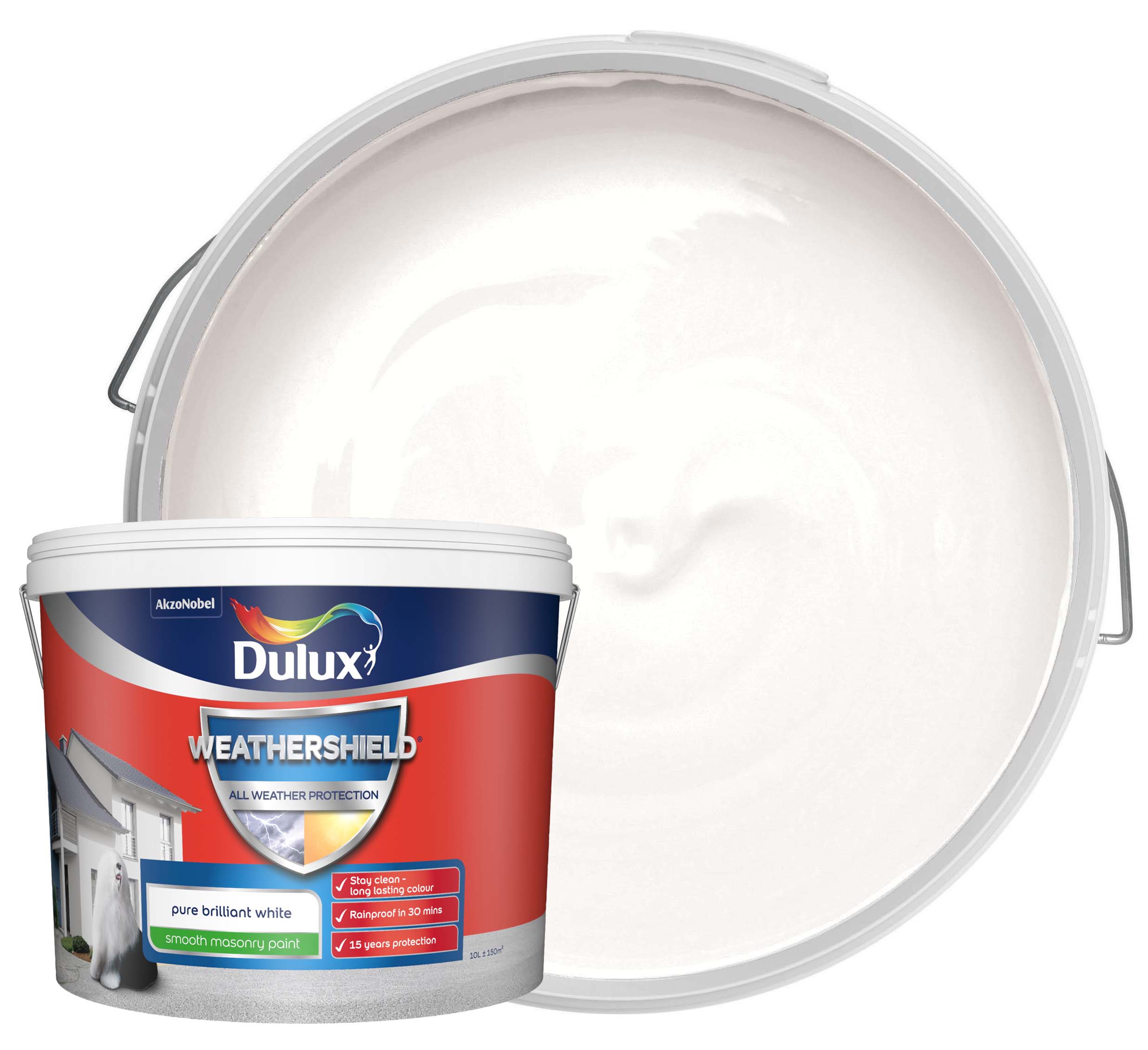 Dulux Weathershield All Weather Purpose Smooth Paint - Pure Brilliant White - 10L