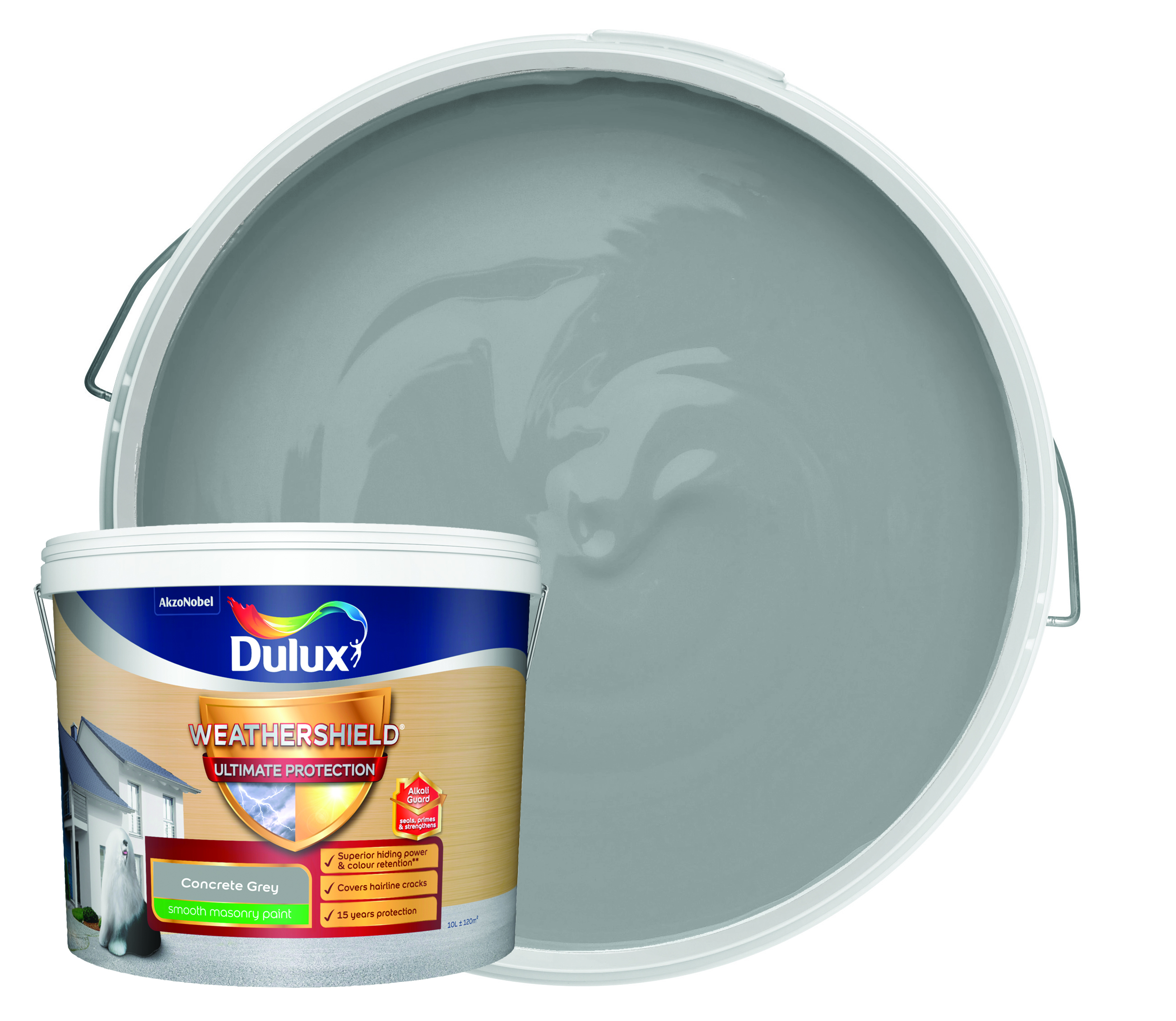 Dulux Weathershield Ultimate Protect Masonry Paint - Concrete Grey - 10L