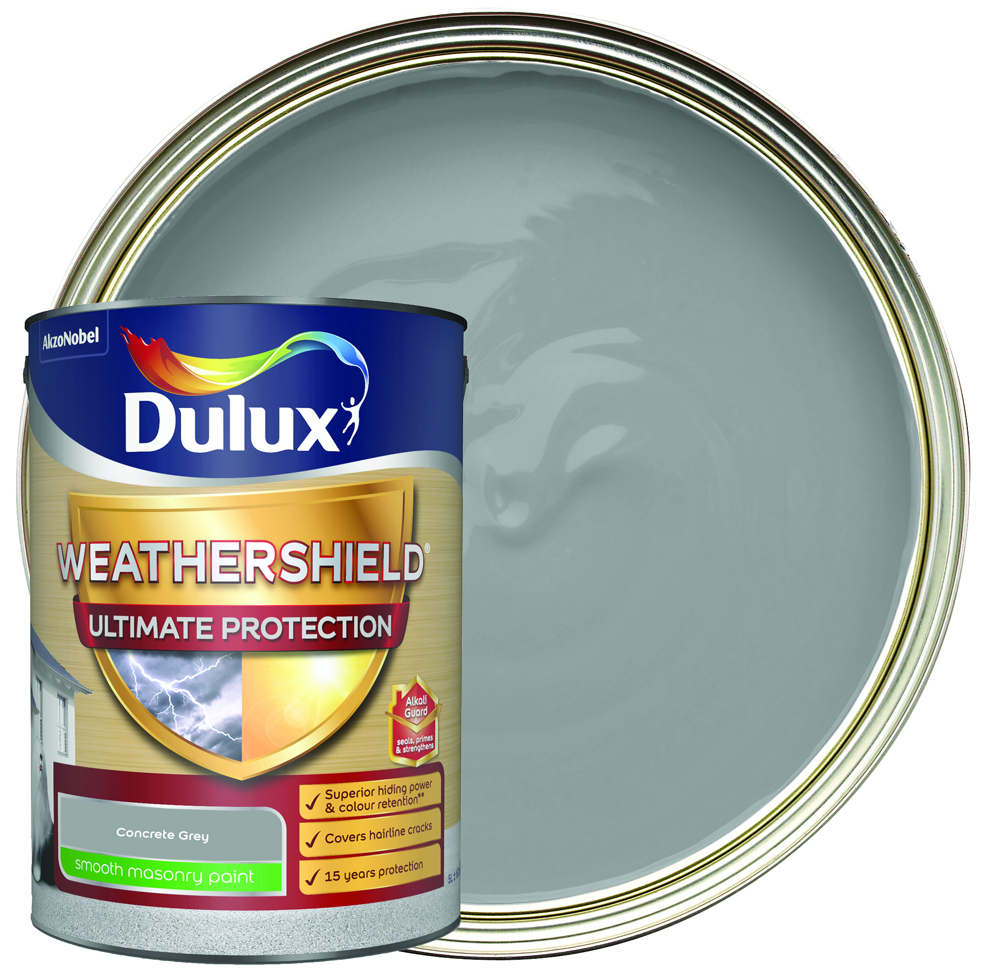 Dulux Weathershield Ultimate Protect Smooth Masonry Paint - Concrete Grey - 5L
