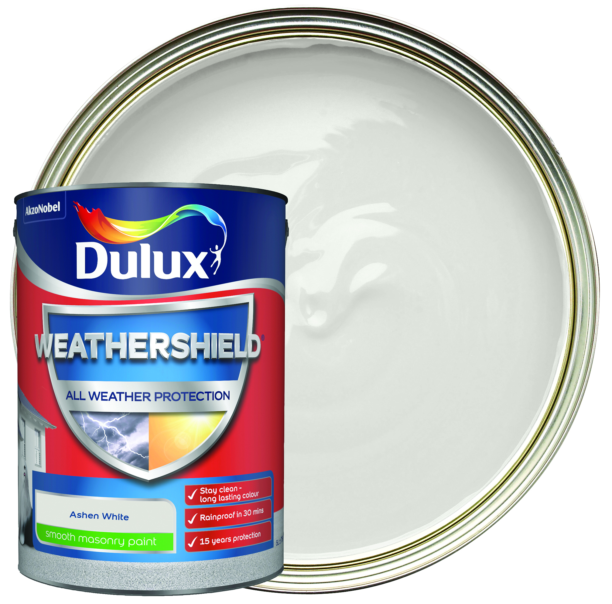 Dulux Weathershield All Weather Purpose Smooth Paint - Ashen White - 5L