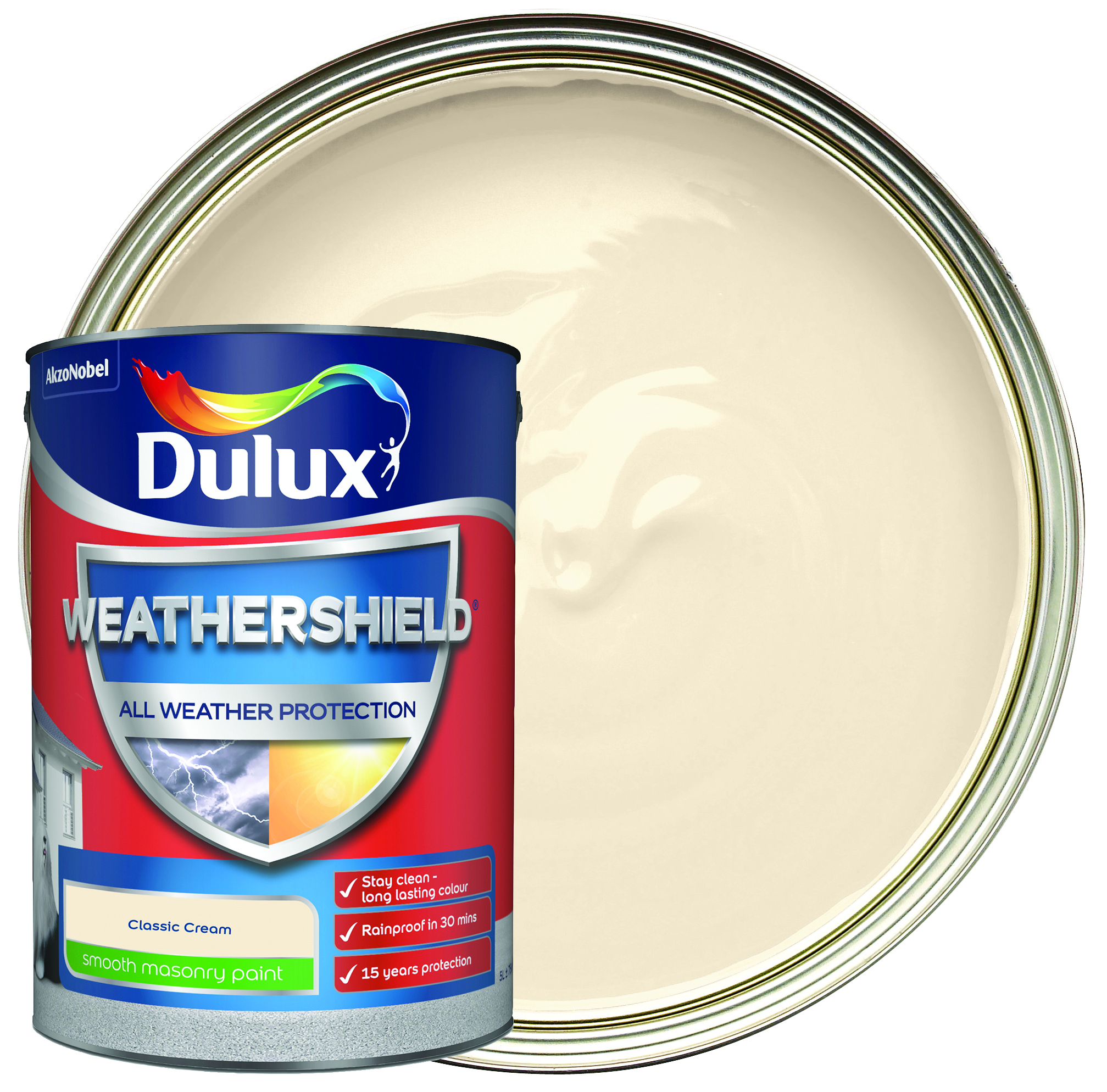 Dulux Weathershield All Weather Purpose Smooth Paint - Classic Cream - 5L