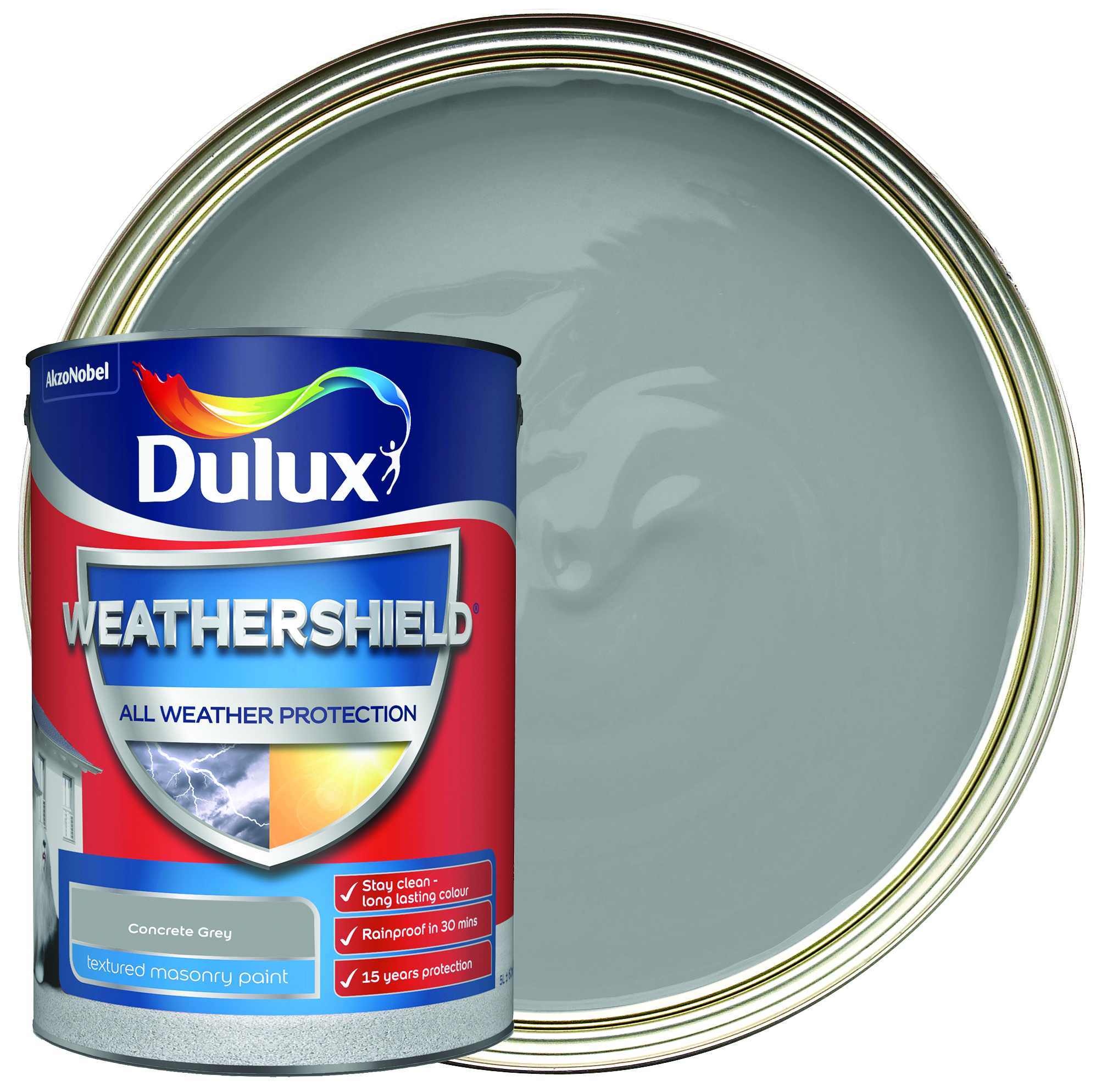 Dulux Weathershield All Weather Purpose Textured Paint - Concrete Grey - 5L