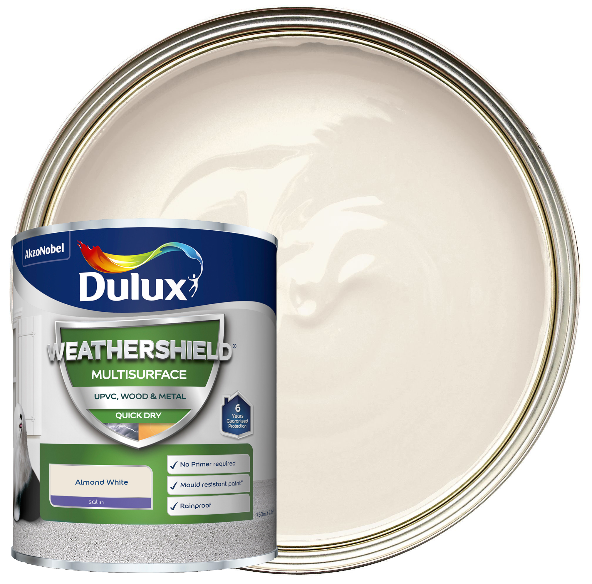 Image of Dulux Weathershield Multi-Surface Paint - Almond White - 750ml