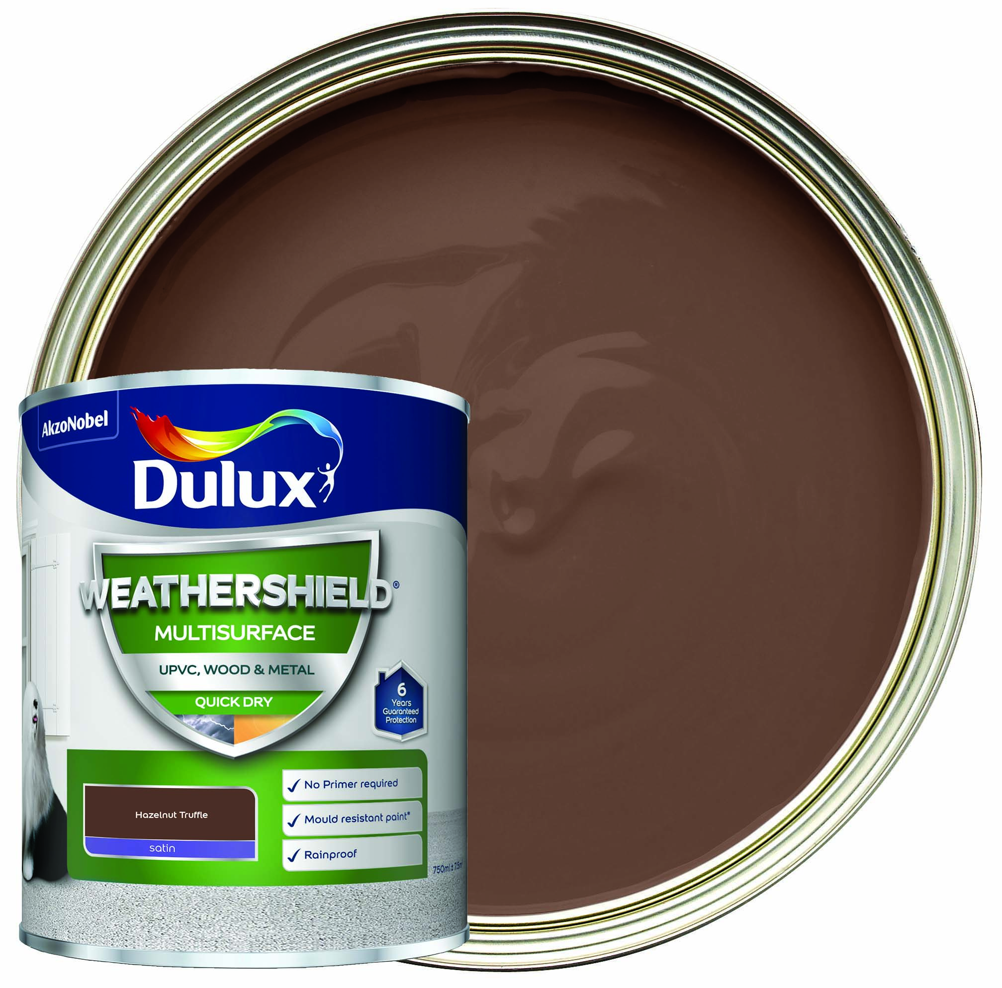Image of Dulux Weathershield Multi-Surface Paint - Hazelnut Truffle - 750ml