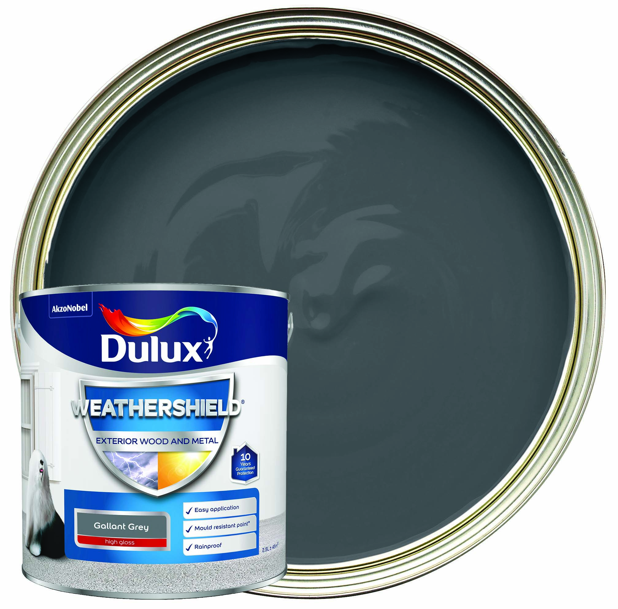 Image of Dulux Weathershield Gloss Paint - Gallant Grey - 2.5L