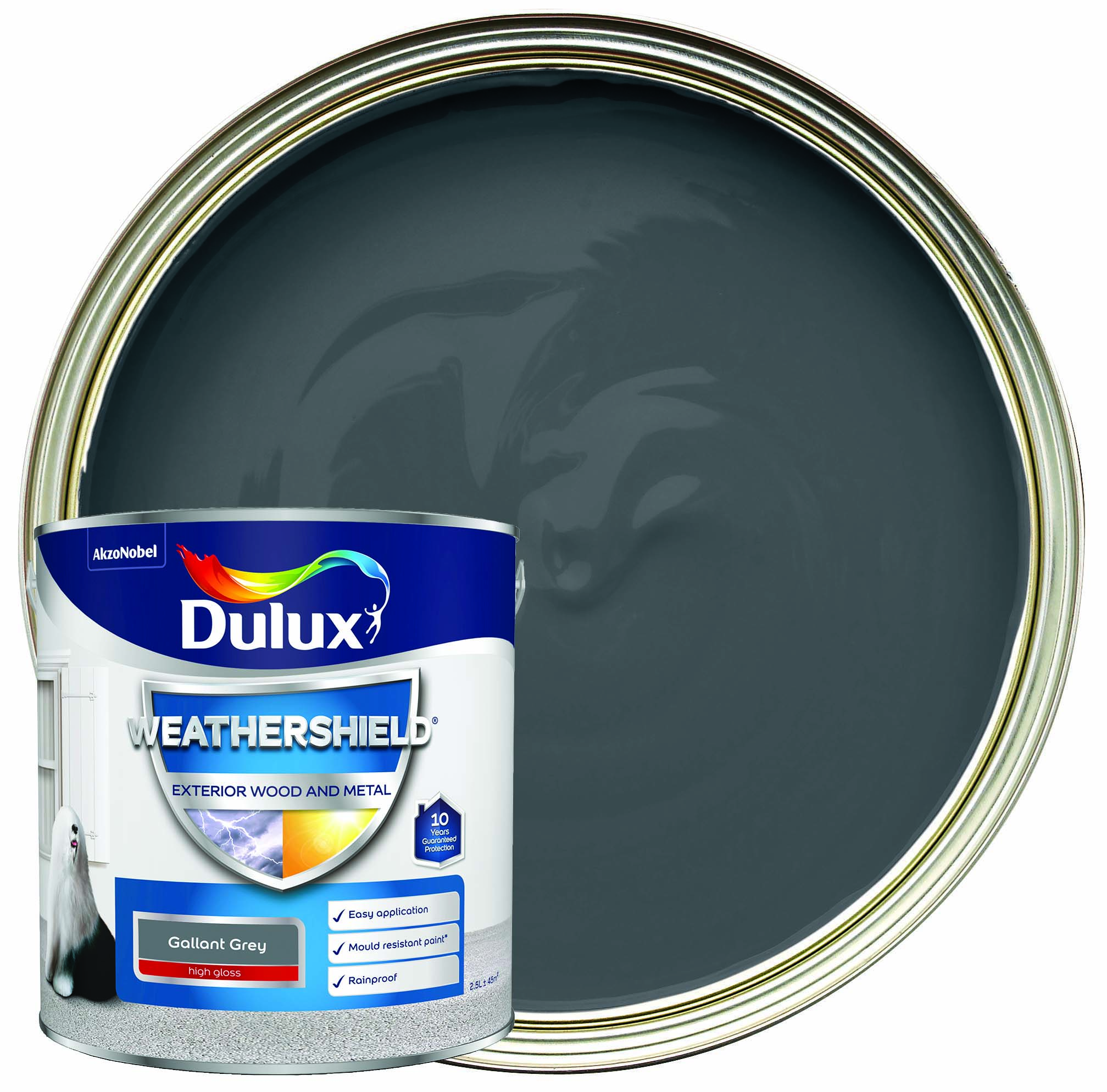 Dulux Weathershield Gloss Paint - Gallant Grey - 2.5L