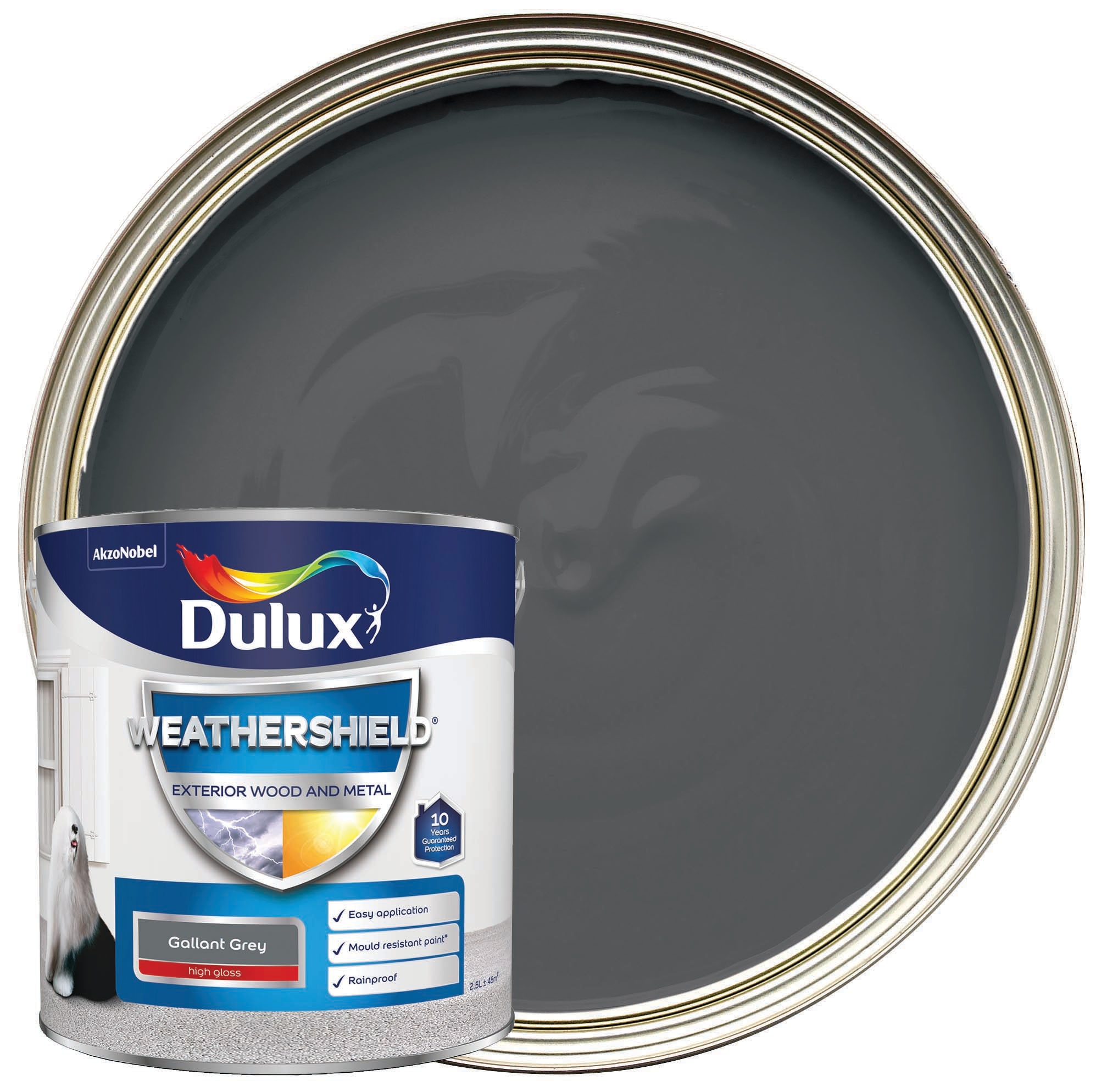 Dulux Weathershield Gloss Paint Gallant Grey 2.5L Wickes.co.uk