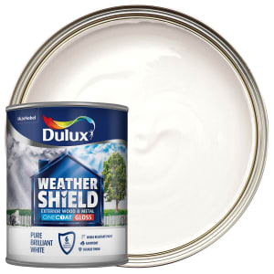 Dulux Weathershield One Coat Gloss Paint - Pure Brilliant White - 750ml