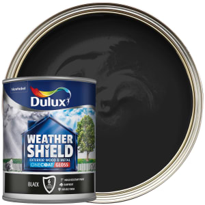 Dulux Weathershield One Coat Gloss Paint - Black - 750ml