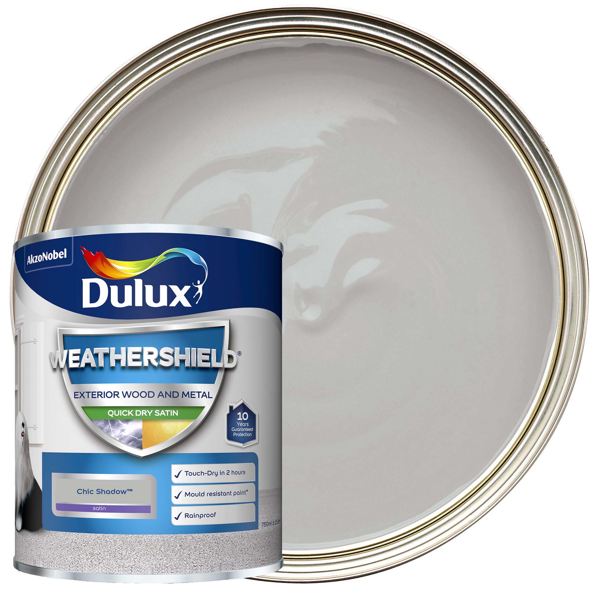 Image of Dulux Weathershield Quick Dry Satin Paint - Chic Shadow - 750ml