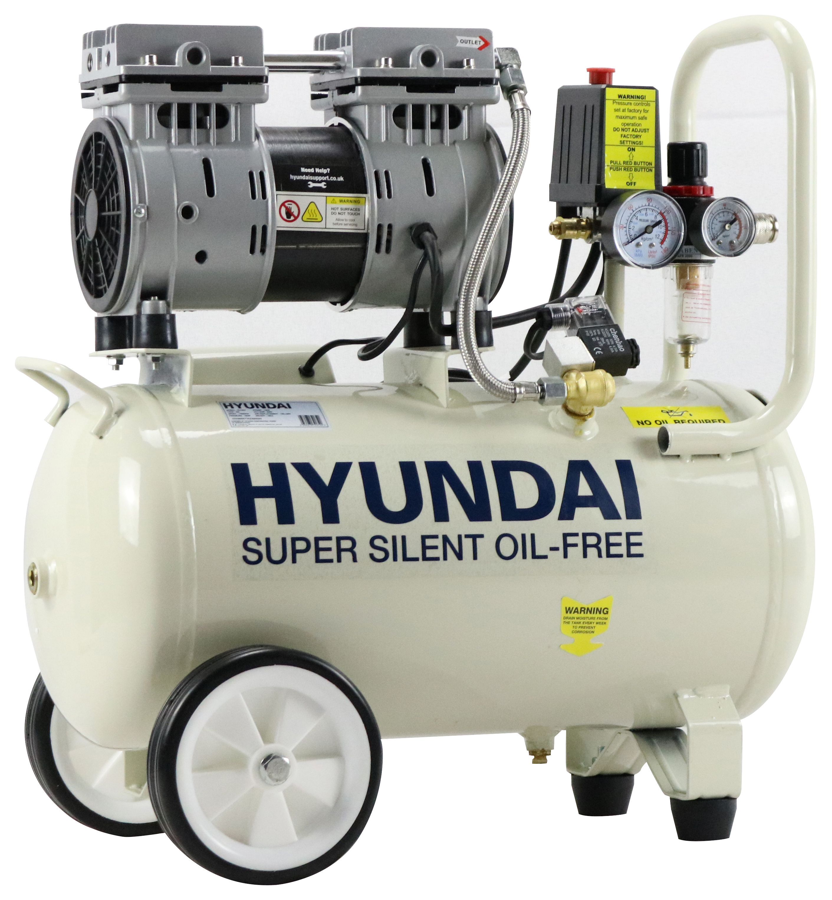 Image of Hyundai HY7524 24L OIL-FREE Low Noise Air Compressor - 750W