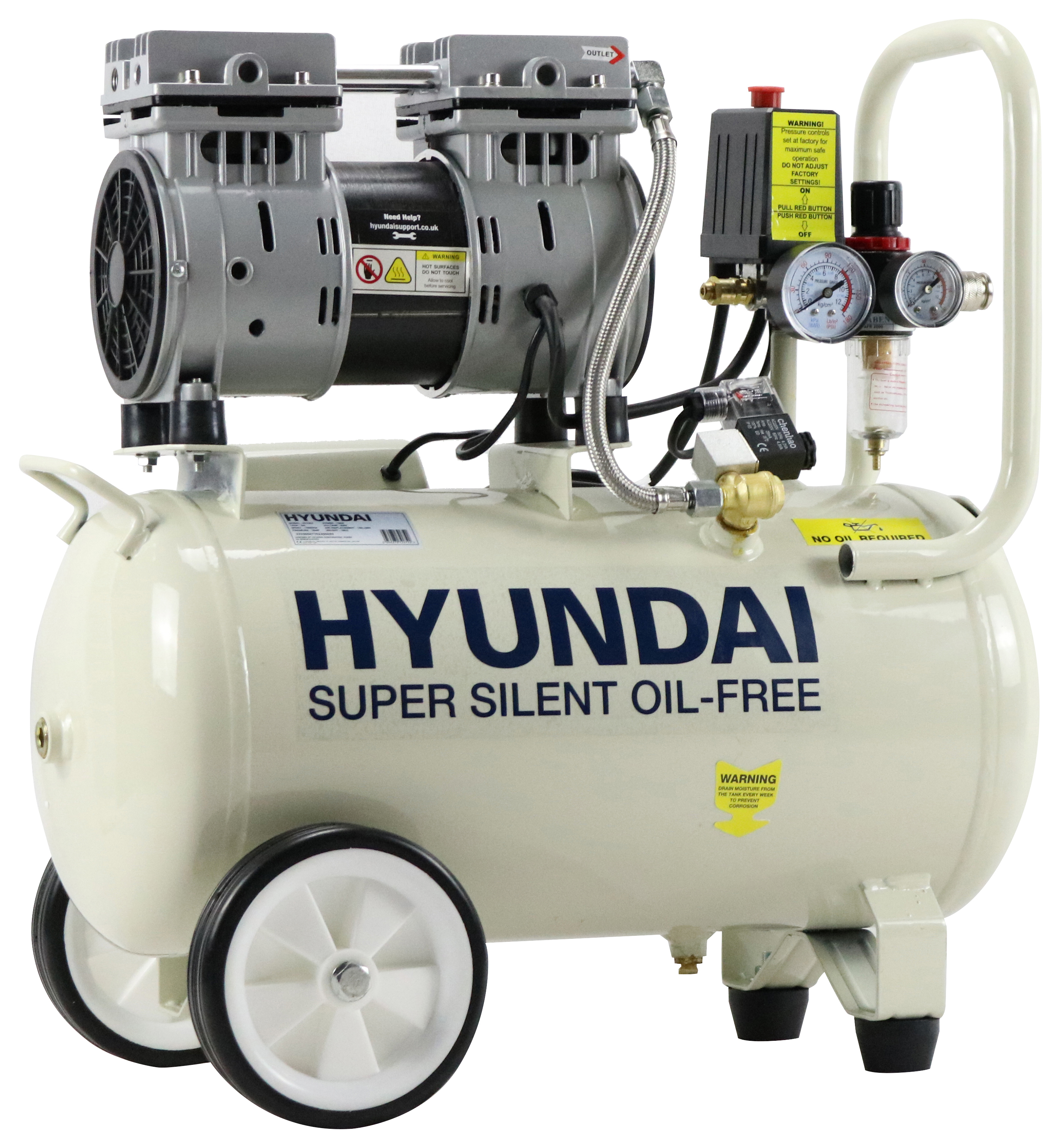 Hyundai HY7524 24L OIL-FREE Low Noise Air Compressor - 750W