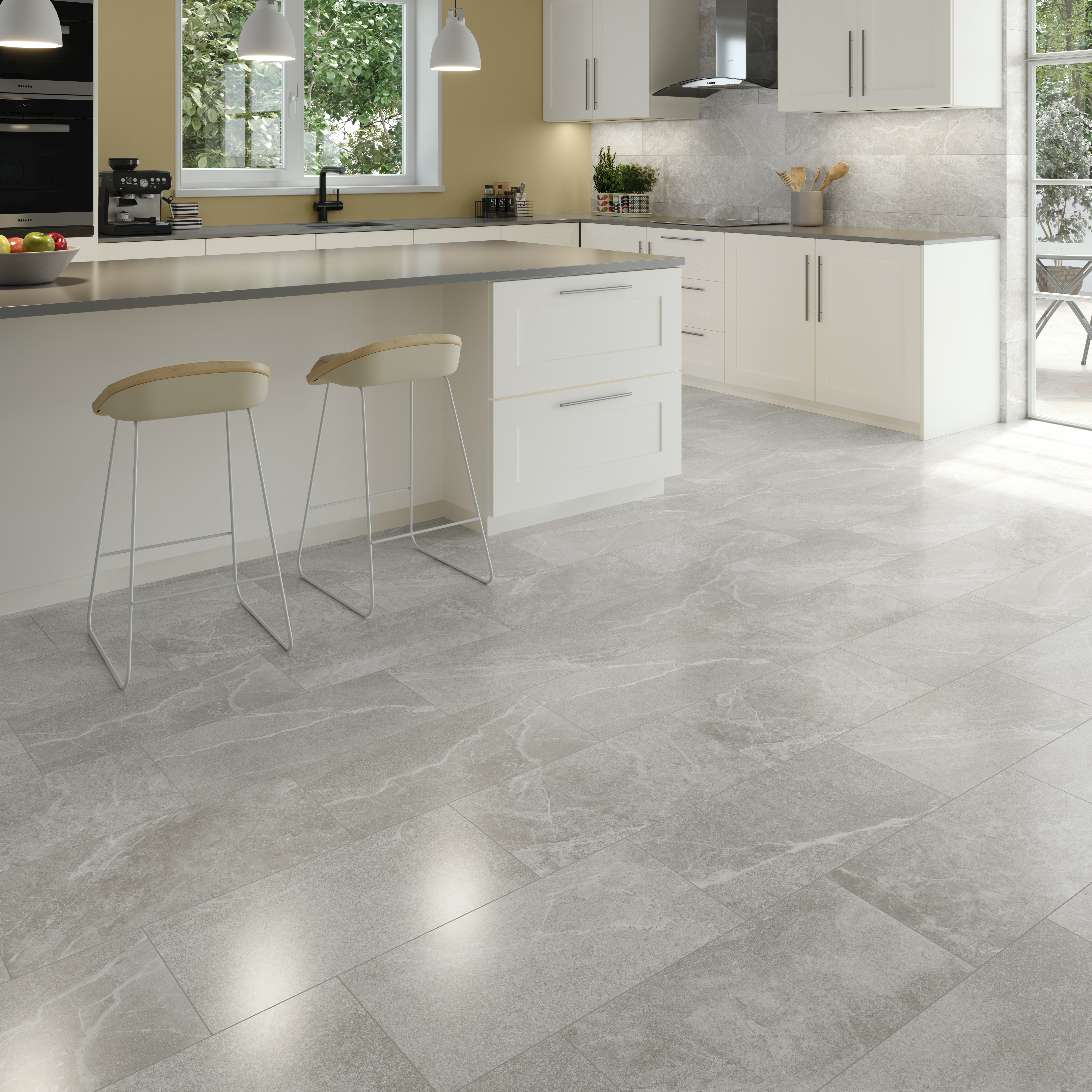 Wickes Mason Grey Glazed Porcelain Wall & Floor Tile - 600mm x 300mm