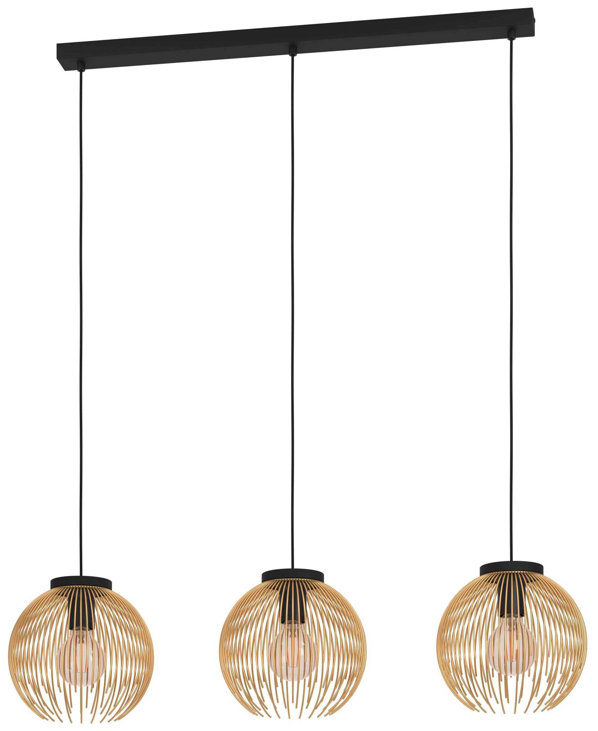 Image of Eglo Venezuela Black & Gold 3 Pendant Light