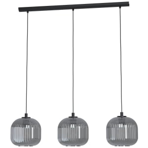 Image of Eglo Mantunalle Black And Clear 3 Pendant Light