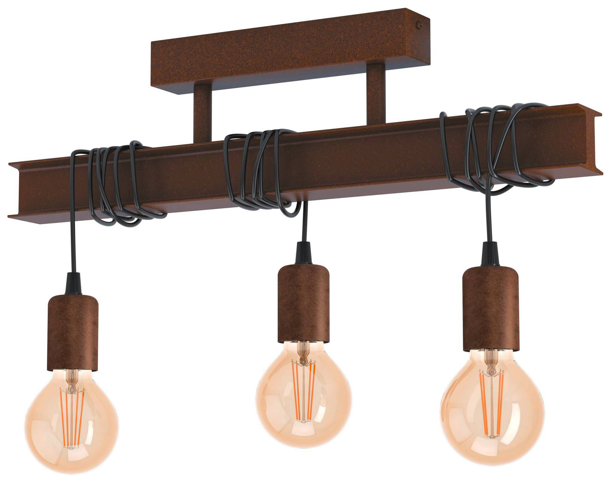 Image of Eglo Townshend Antique Steel 3 Light Ceiling Light