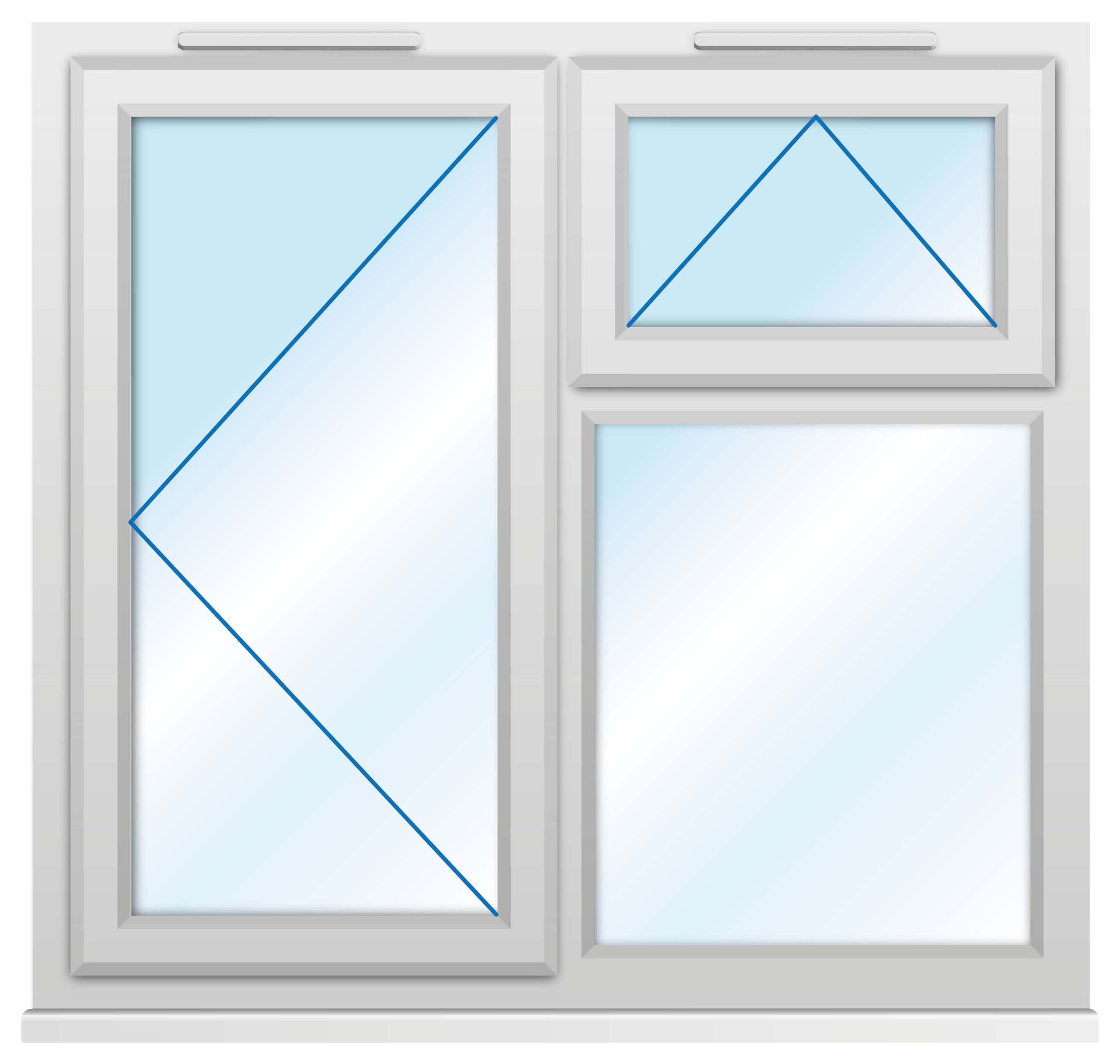 Image of Euramax uPVC White Left Side Hung & Top Hung Obscure Glass Casement Window - 1190 x 1010mm