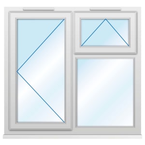Euramax uPVC White Left Side Hung & Top Hung Obscure Glass Casement Window - 1190 x 1010mm