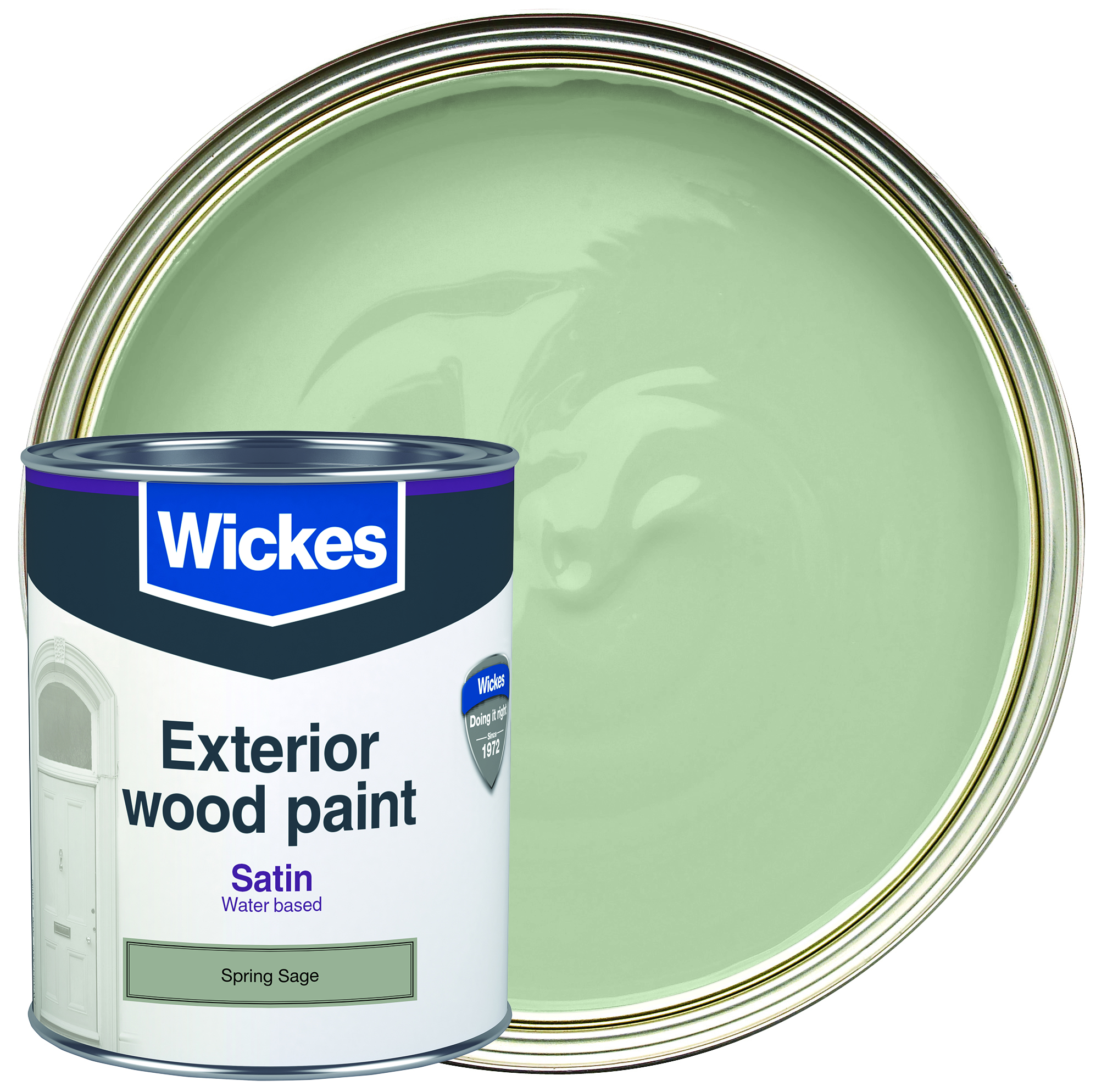 Image of Wickes Exterior Satin Paint - Spring Sage - 750ml