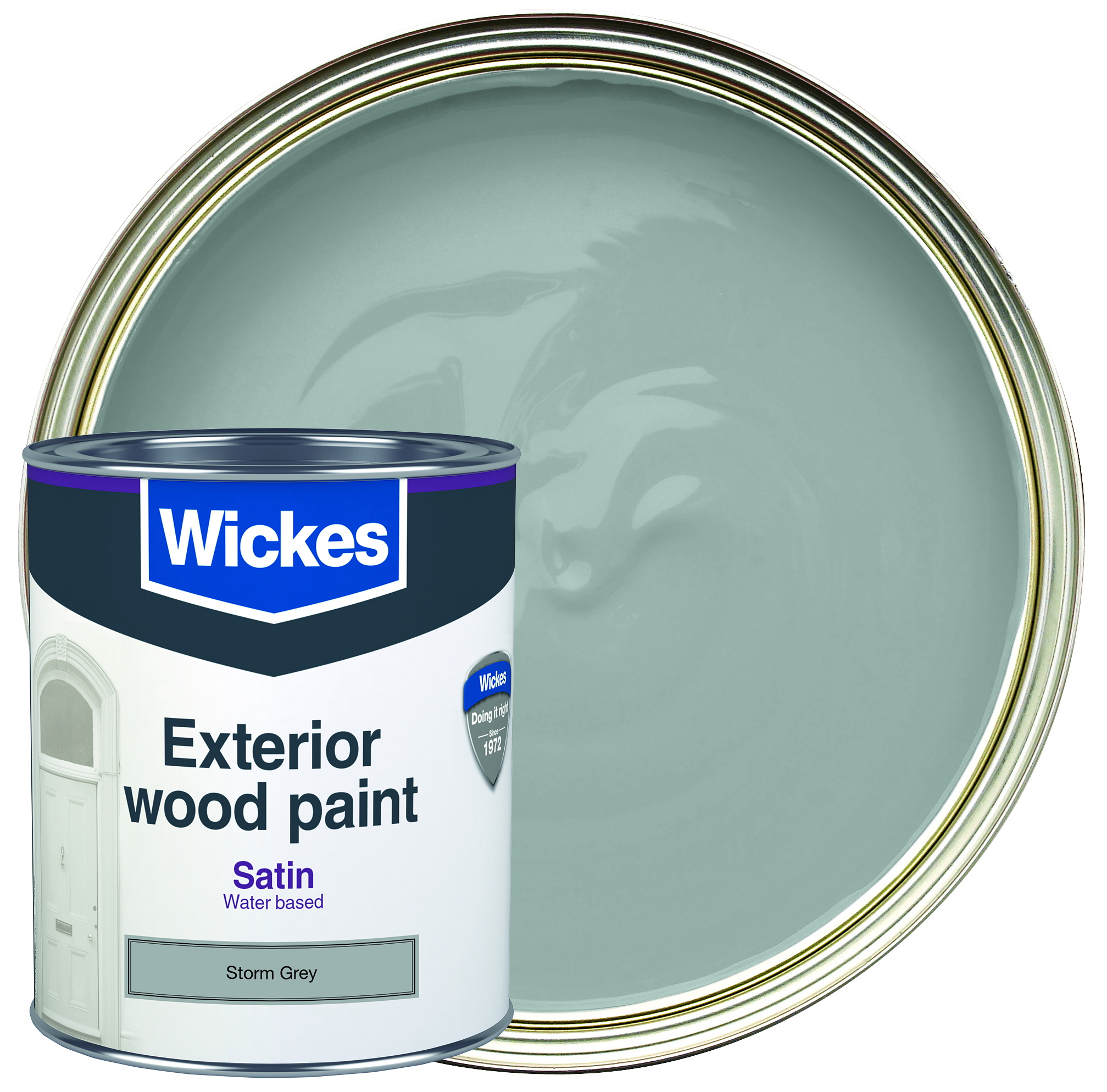 Image of Wickes Exterior Satin Paint - Storm Grey - 750ml