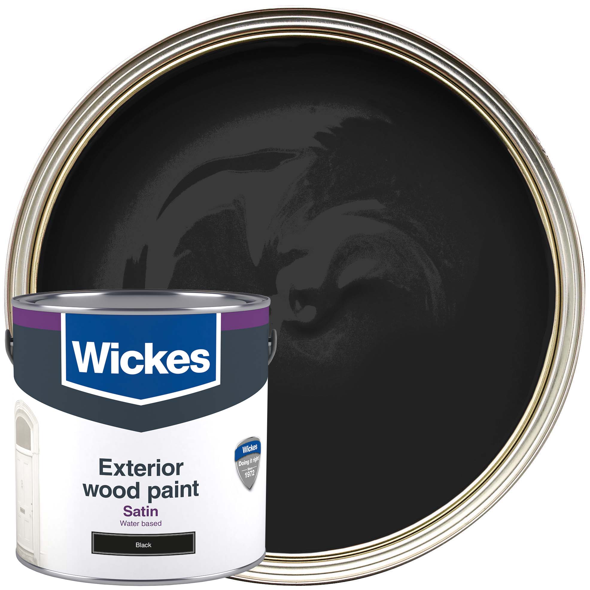 Image of Wickes Exterior Satin Paint - Black - 2.5L