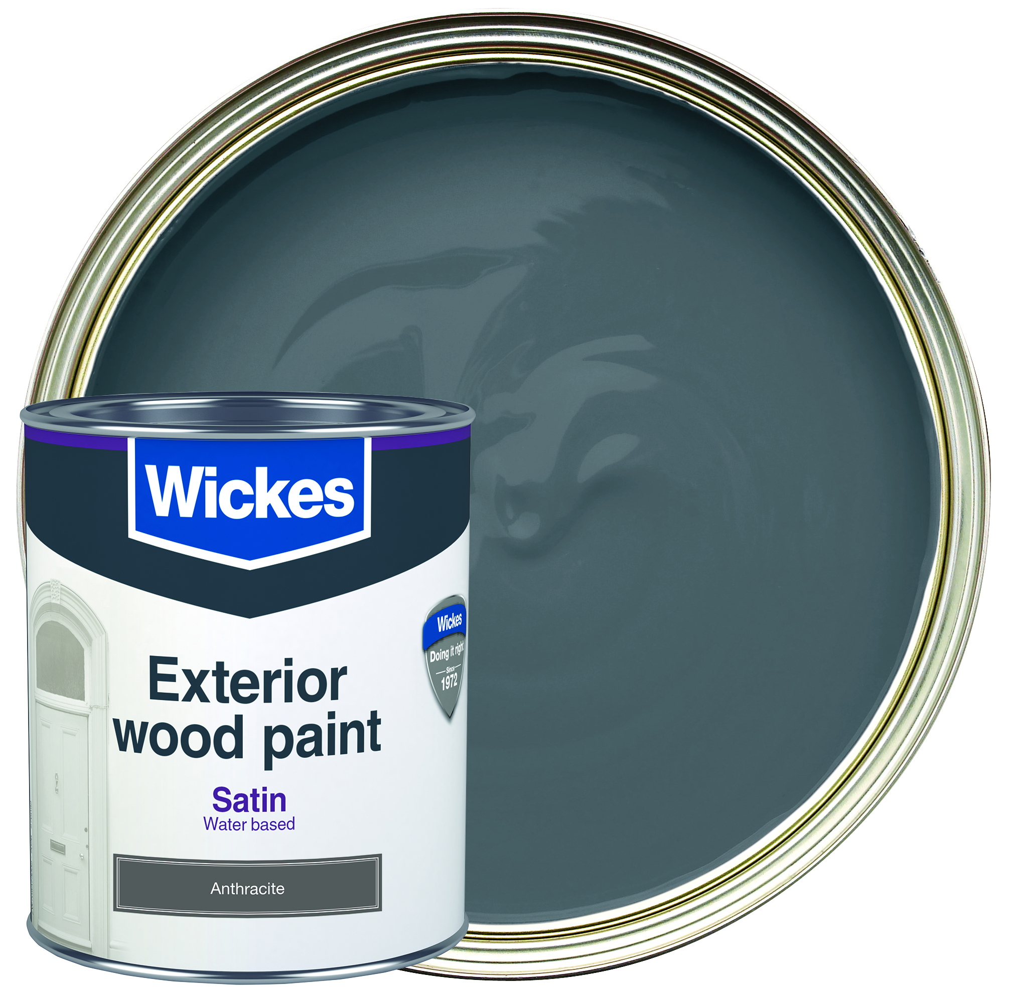 Image of Wickes Exterior Satin Paint - Anthracite - 750ml