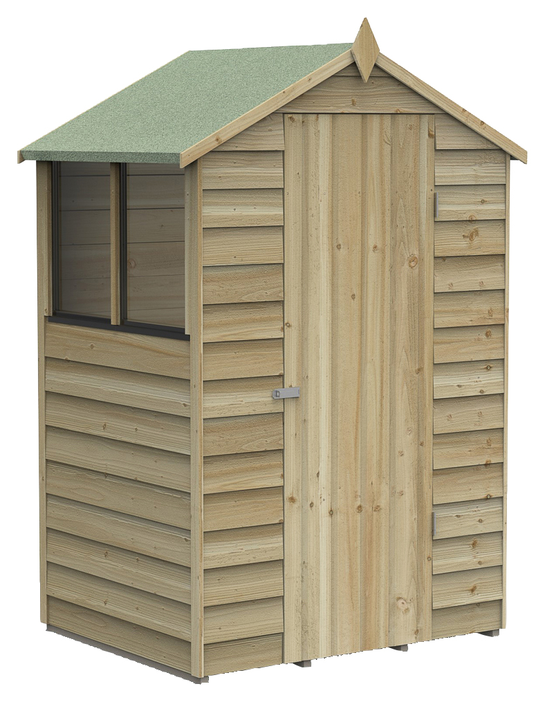 Forest Garden 4 x 3ft 4Life Apex Overlap Pressure Treated Shed with Base