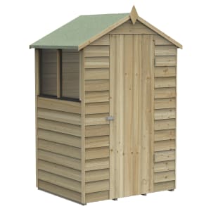 Forest Garden 4 x 3ft 4Life Apex Overlap Pressure Treated Shed with Assembly