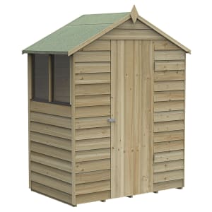 Forest Garden 5 x 3ft 4Life Apex Overlap Pressure Treated Shed with Base and Assembly