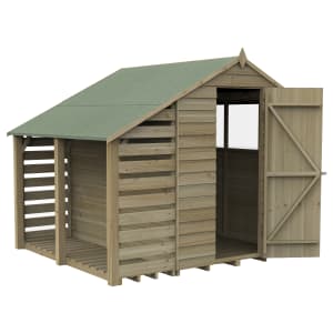 Forest Garden 7 x 5ft 4Life Apex Overlap Pressure Treated Shed with Lean-To and Assembly