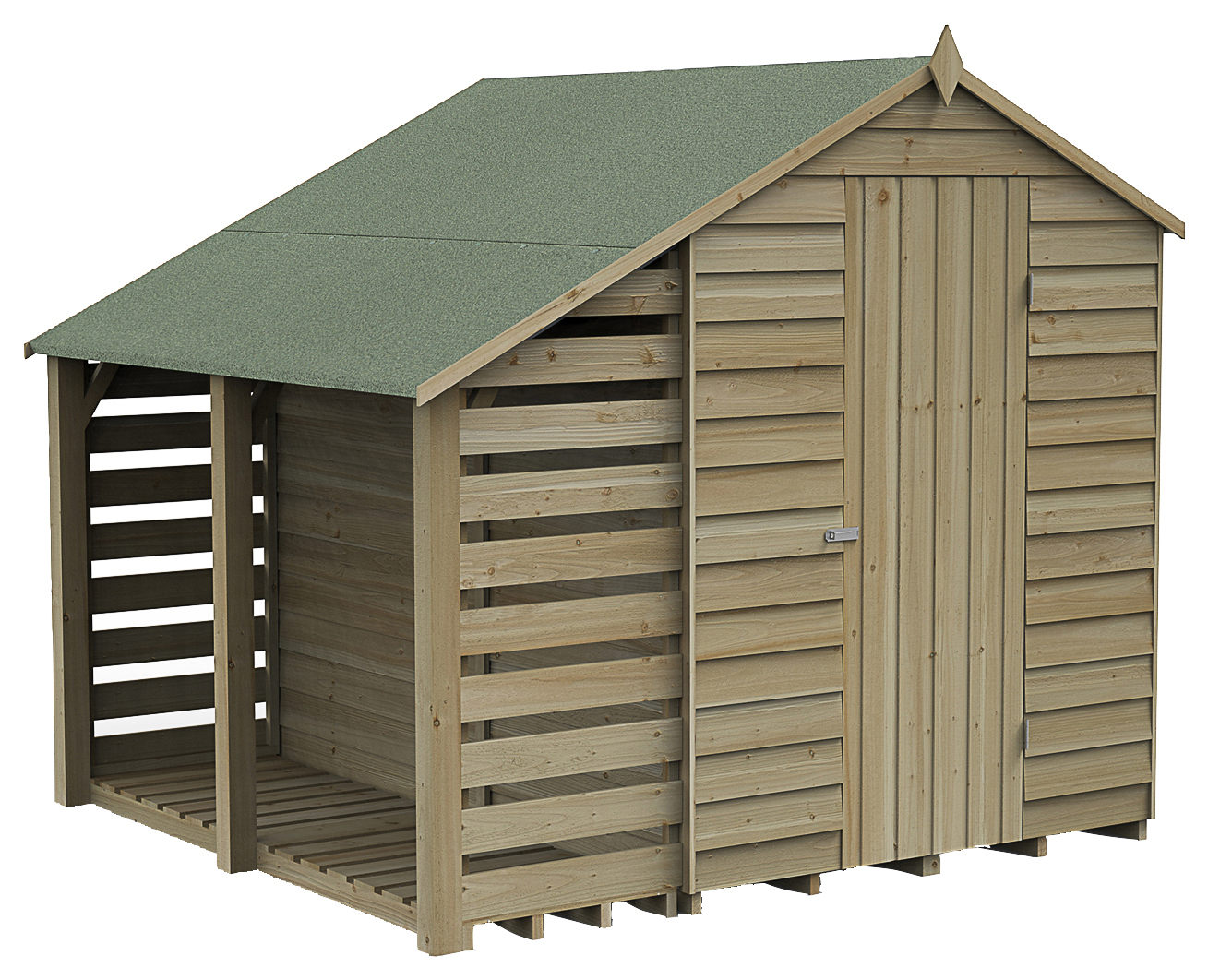 Image of Forest Garden 7 x 5ft 4Life Apex Overlap Pressure Treated Windowless Shed with Lean-To