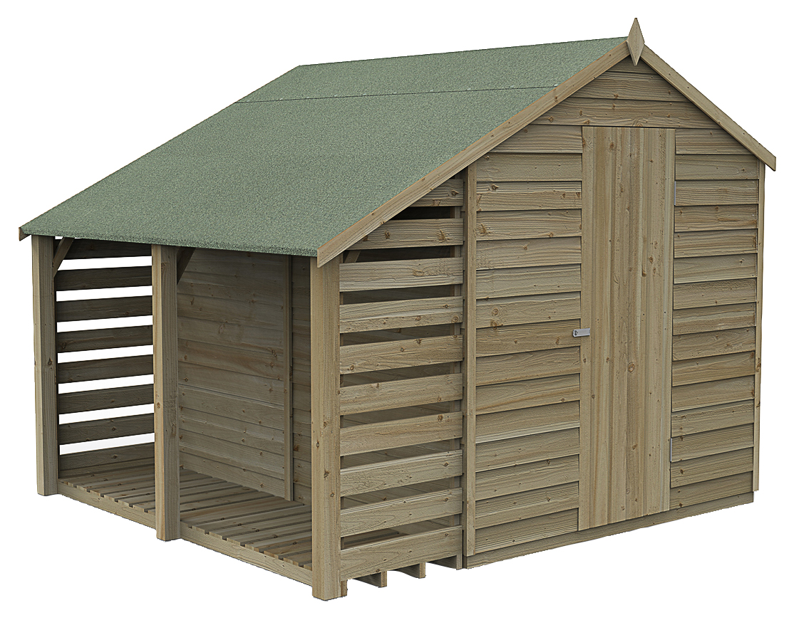 Forest Garden 4Life Apex Overlap Pressure Treated Windowless Lean-To Shed - 8 x 6ft