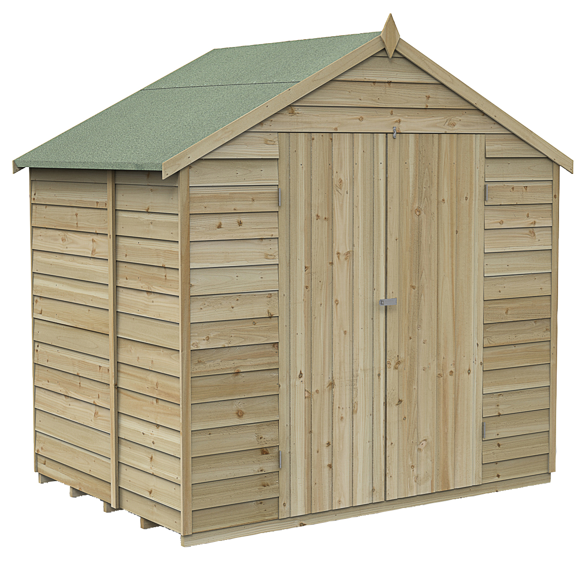 Forest Garden 4Life Apex Overlap Pressure Treated Double Door Windowless Shed with Base - 7 x 5ft