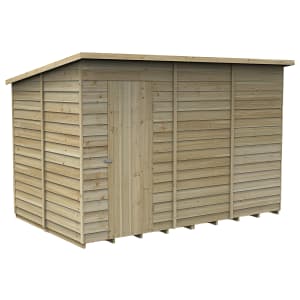 Forest Garden 10 x 6ft 4Life Pent Overlap Pressure Treated Windowless Shed with Base