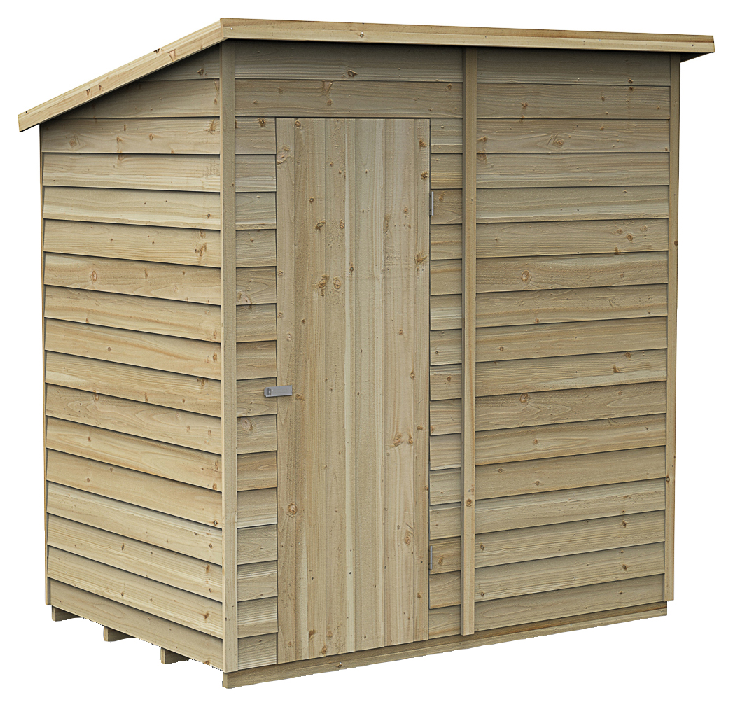 Forest Garden 6 x 4ft 4Life Pent Overlap Pressure Treated Windowless Shed with Base