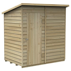 Forest Garden 6 x 4ft 4Life Pent Overlap Pressure Treated Windowless Shed with Base
