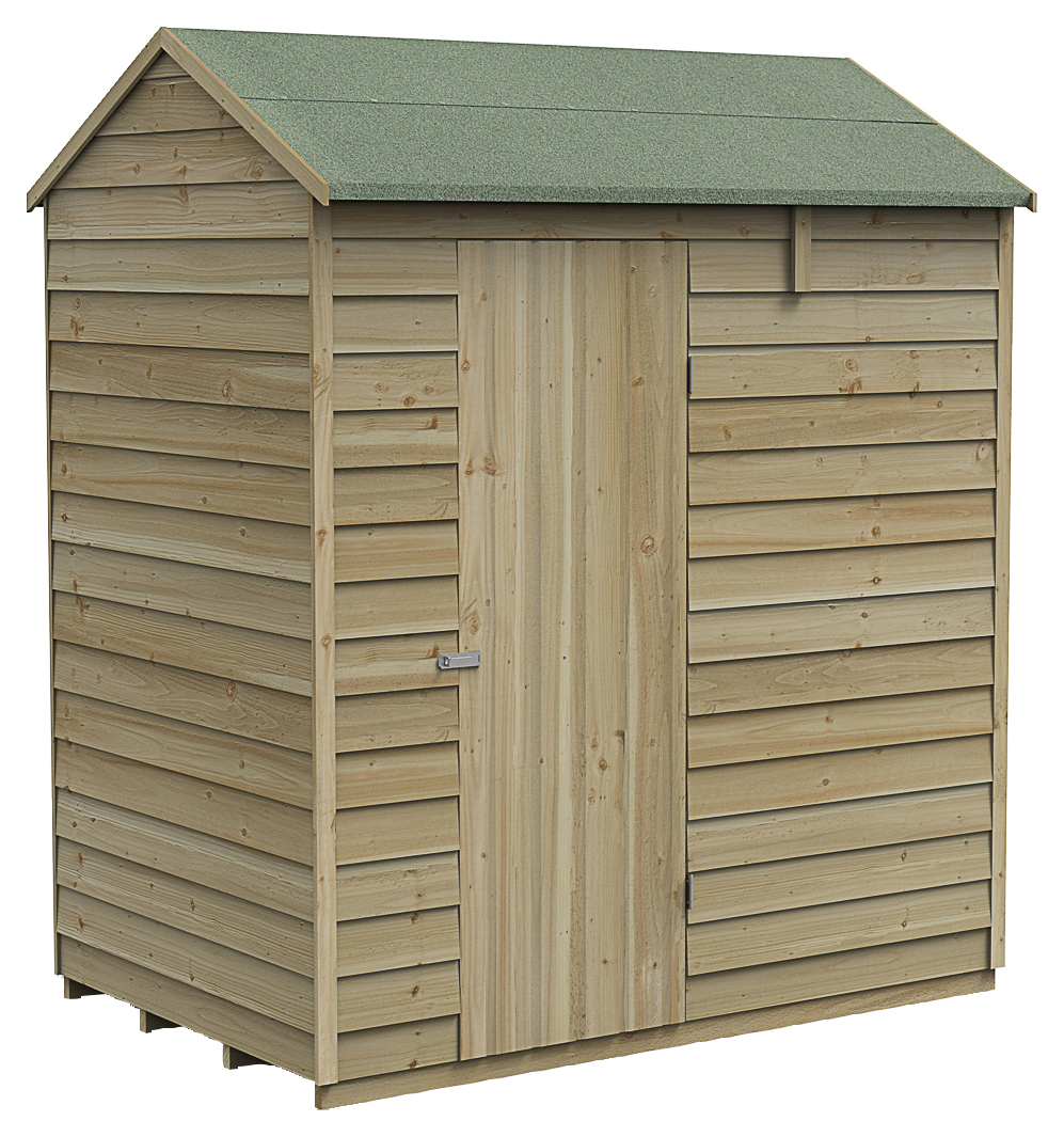 Forest Garden 6 x 4ft 4Life Reverse Apex Overlap Pressure Treated Windowless Shed with Base