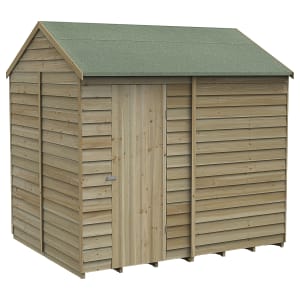 Forest Garden 8 x 6ft 4Life Reverse Apex Overlap Pressure Treated Windowless Shed with Base